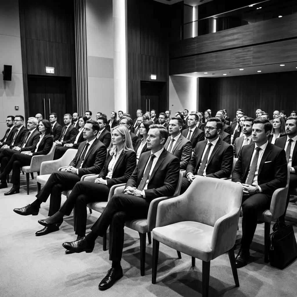 Attentive audience at a business conference